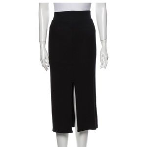 ATM ribbed black midi slitted skirt